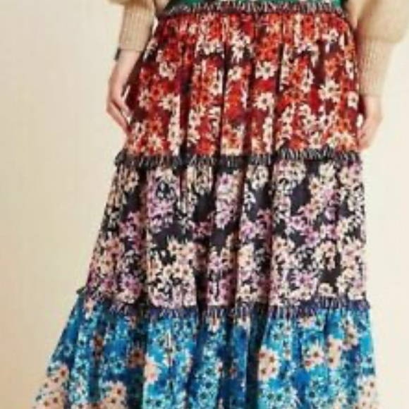 Anthropologie Bhanuni Jyoti Tiered Maxi Skirt - Picture 1 of 6